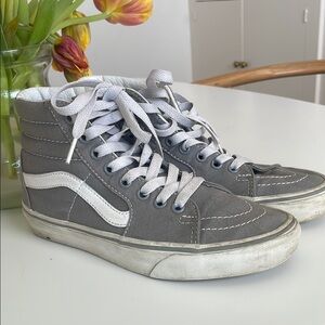 Gray and White VANS High-Top Sneakers